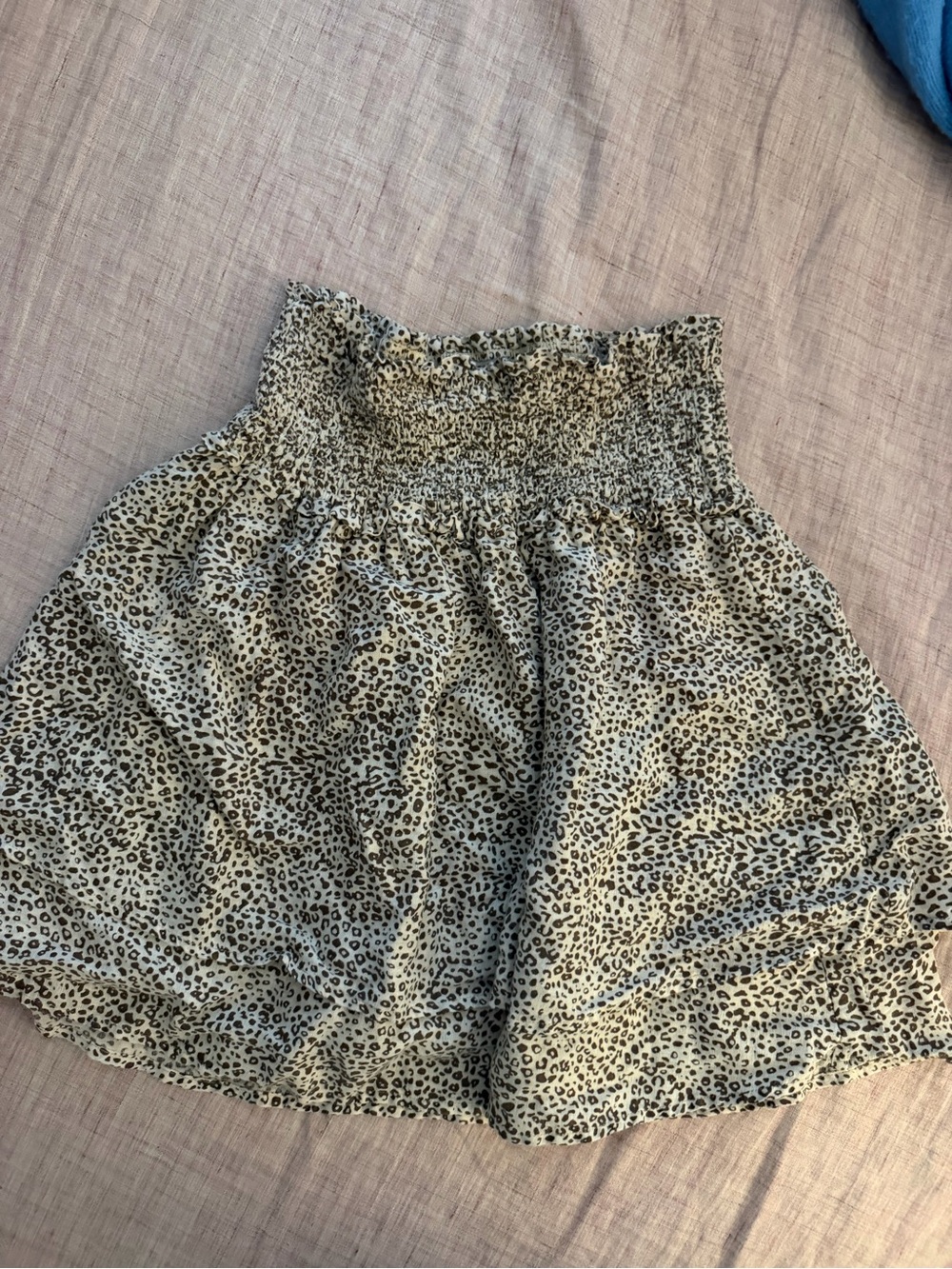 Rails Beige Leopard-Print Smocked Mini Skirt